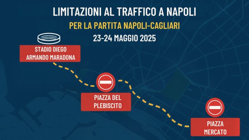 Napoli, 23–24 maggio 2025: modifiche alla viabilità per eventi sportivi e manifestazioni