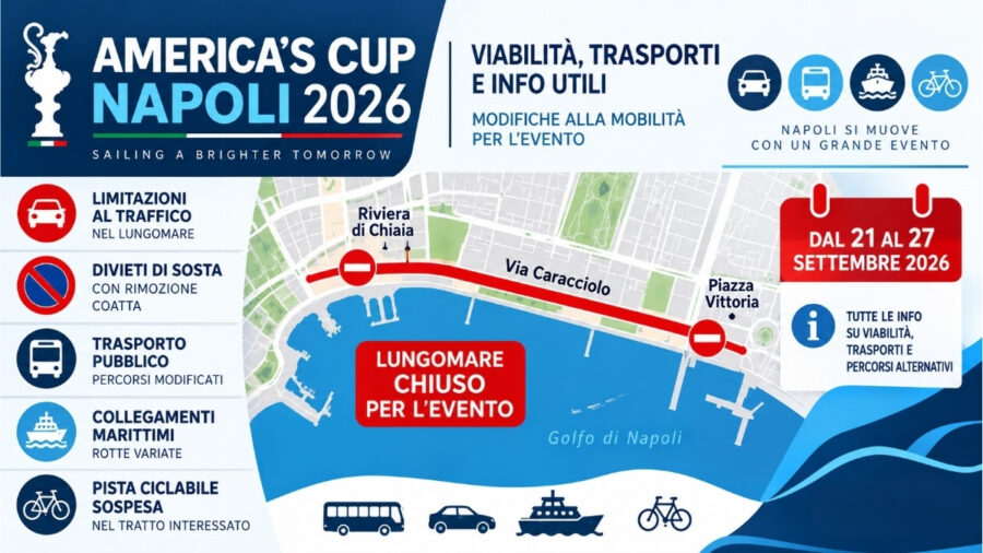America’s Cup a Napoli: come cambia la viabilità sul Lungomare America’s Cup a Napoli: come cambia la viabilità sul Lungomare